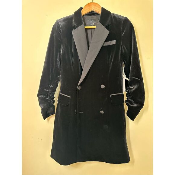 1.State Black Velvet Blazer Mini Dress Size 0 New - Picture 2 of 5
